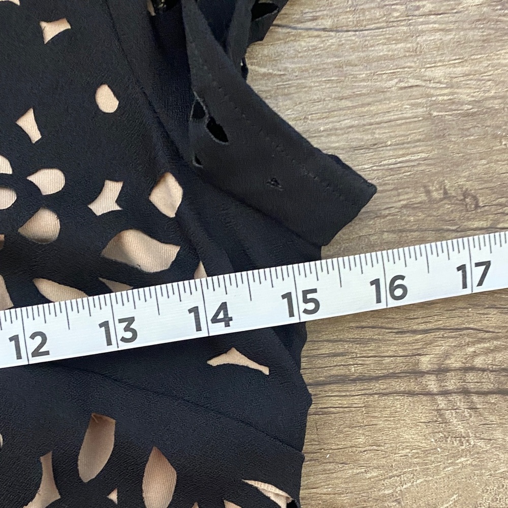 Maeve Black Laser-Cut Midi Dress with Nude Underlay - Picture 6 of 9